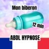 Image représentant une hypnose ABDL intitulée 'Mon Biberon' avec un biberon bleu sur un fond de ciel pastel, durée 12 minutes