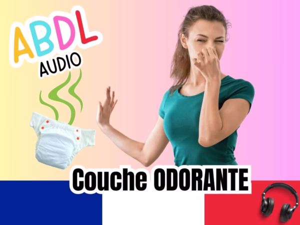 Nounou abdl qui se bouche le nez à cause d'une couche odorante
